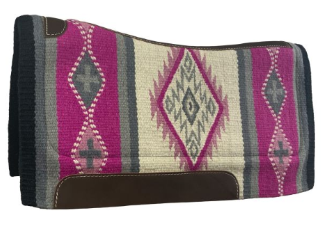 Showman 34" x 36" Wool Top Contoured Memory Felt Bottom Saddle Pad – Pink Navajo Diamond