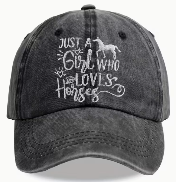 "Just a Girl Who Loves Horses" Embroidery Ball Cap