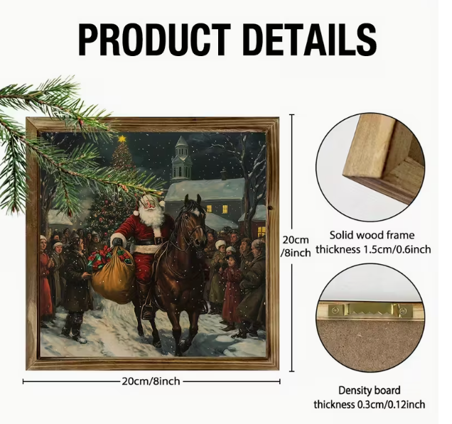 Wooden Rustic Western Santa Claus on Horseback Sign