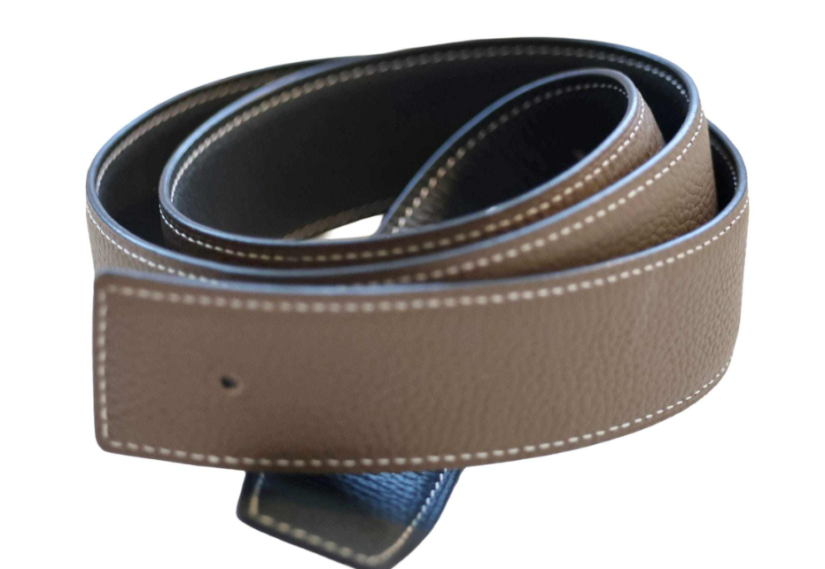 Dreamers & Schemers ManeJane Navy/Taupe Reversible Leather Belt Strap