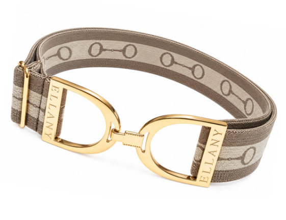Ellany™ Elastic Belt 1.5" Taupe Taryn with Gold Stirrup LIMITED Collection