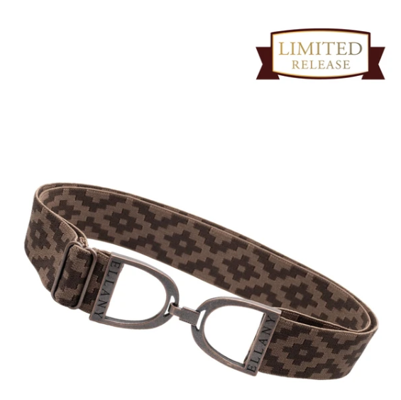 Ellany™ Elastic Belt 1.5" Chocolate Polo with Copper Stirrup LIMITED Collection