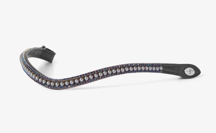 PS of Sweden Browband Classic Pearl Shadow Blue - Black Leather