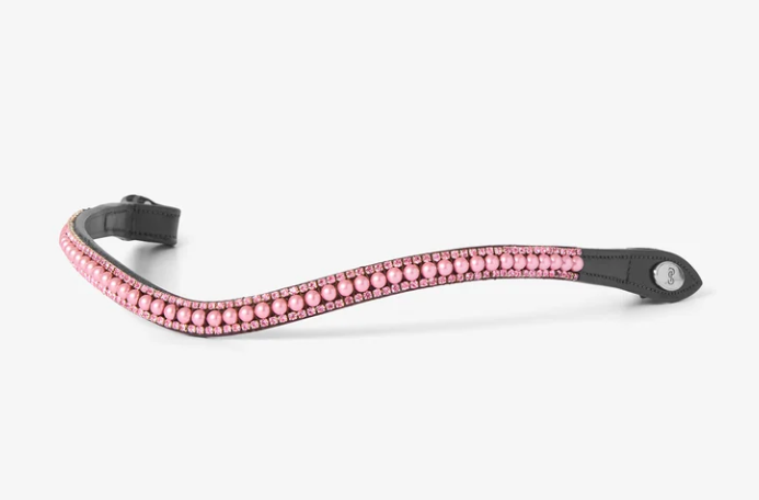 PS of Sweden Browband Classic Pearl Vintage Pink - Black Leather