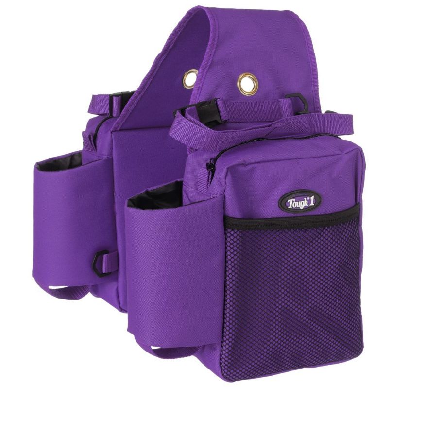 Tough1 Nylon Saddle Bag with Bottle Holders Purple