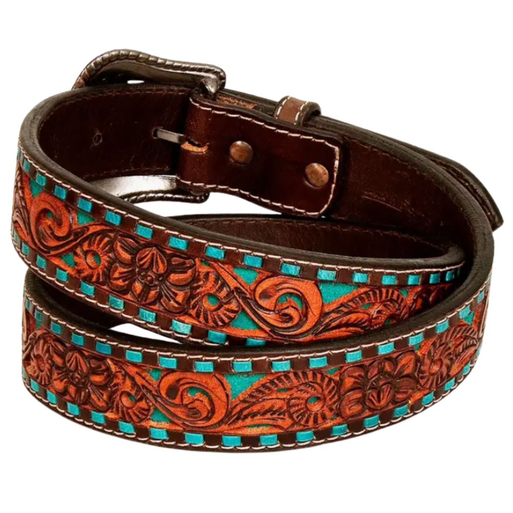 Turquoise Sierra Western Leather Adult Belt