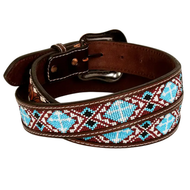 Beaded Symmetry Western Leather Belt