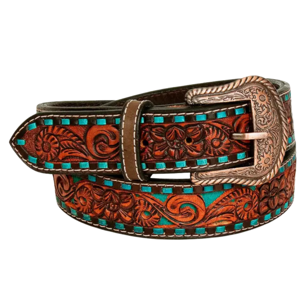 Turquoise Sierra Western Leather Adult Belt