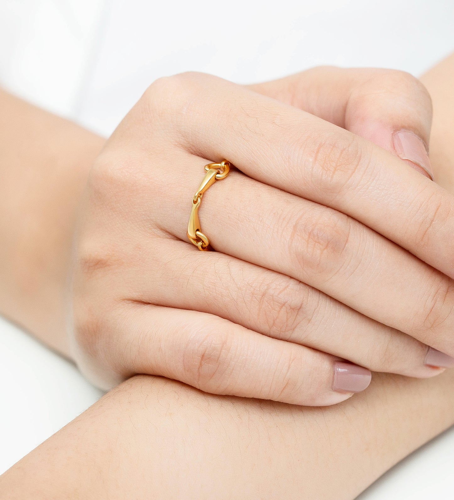 Sterling Silver Horse Snaffle Ring, 18K Yellow Gold Plated