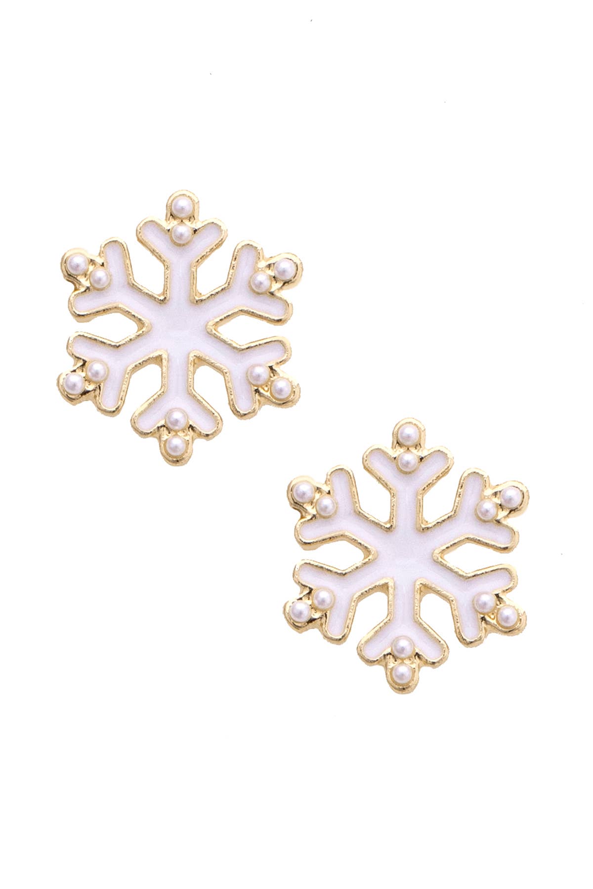 Snowflake Stud Earrings in White