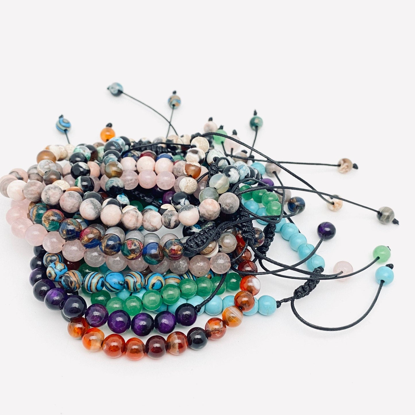 6mm Natural Stone Hand Woven Stretch Bracelets