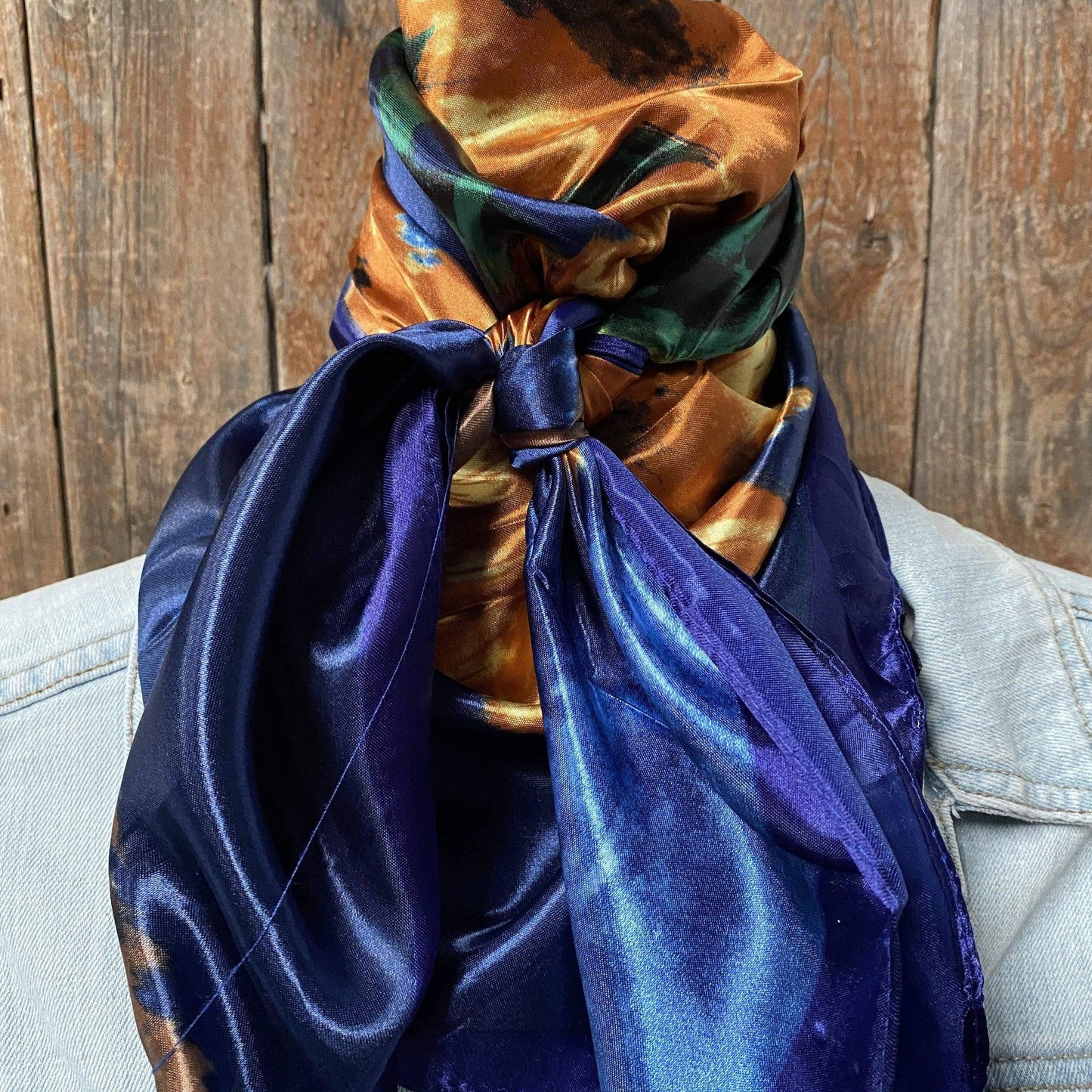 35X35" Blue Painted Sunflowers Wild Rag / Scarf WR2101