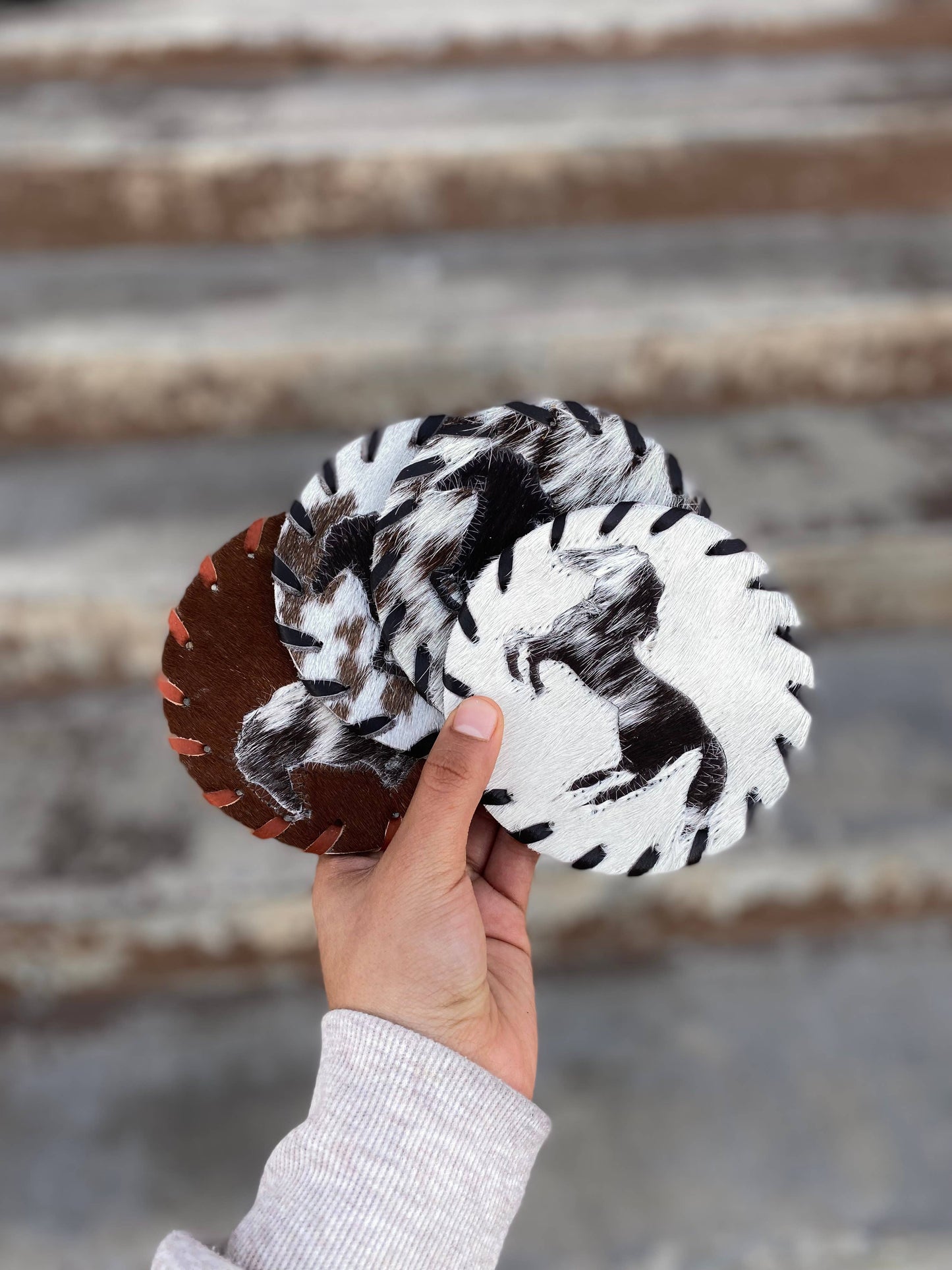 Horse Cowhide Coasters - 4pc Set