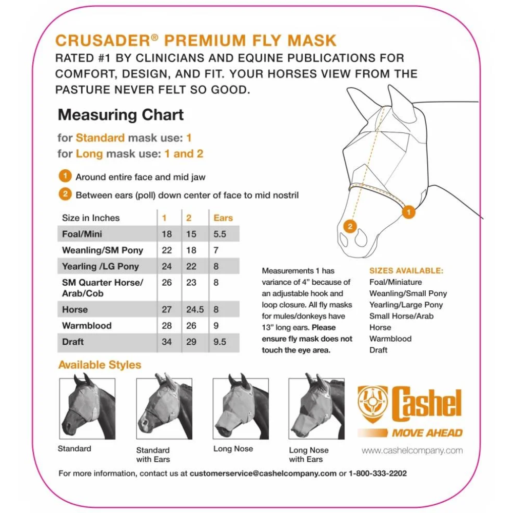 Crusader Fly Mask - Standard with Ears