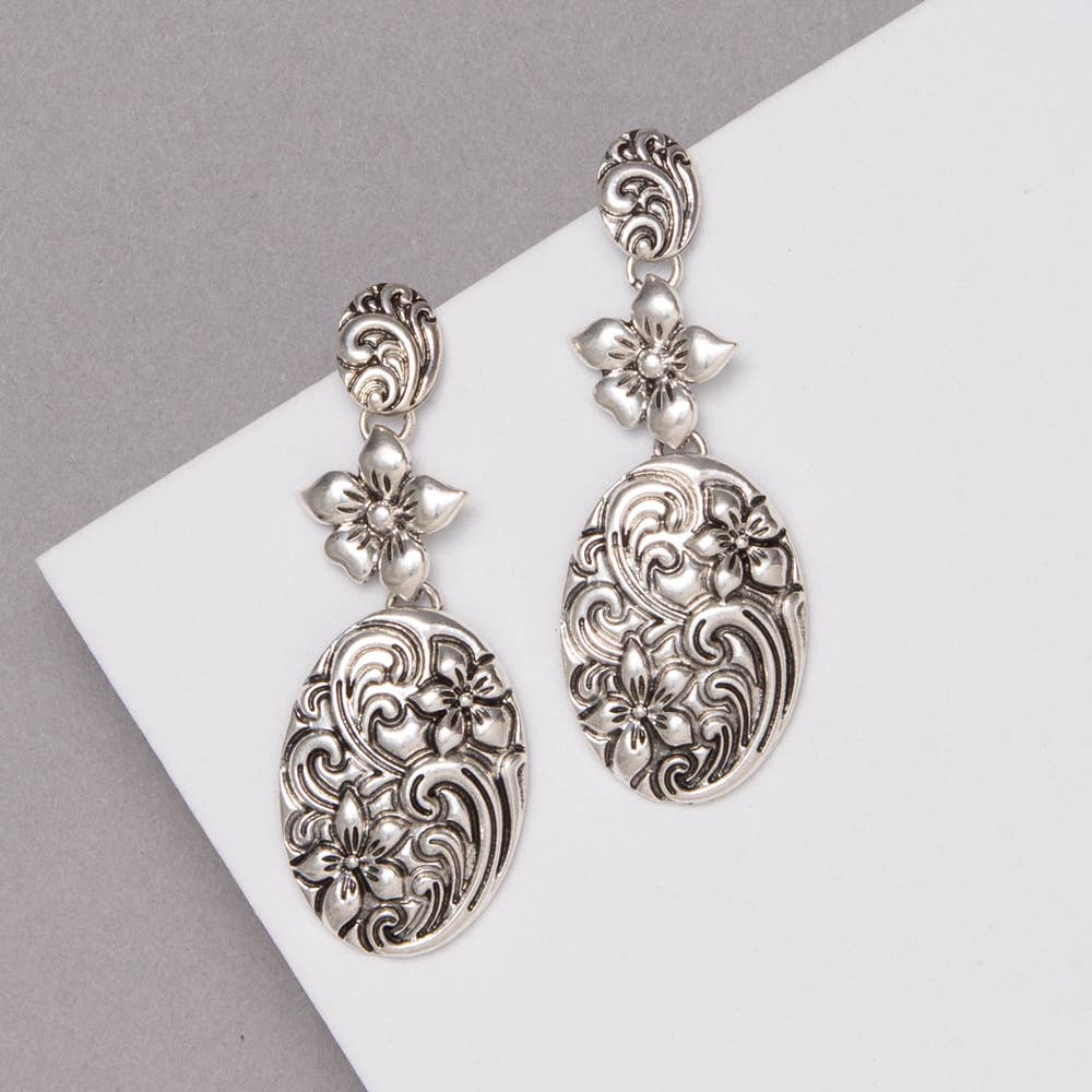 Western Oval Etched Earring