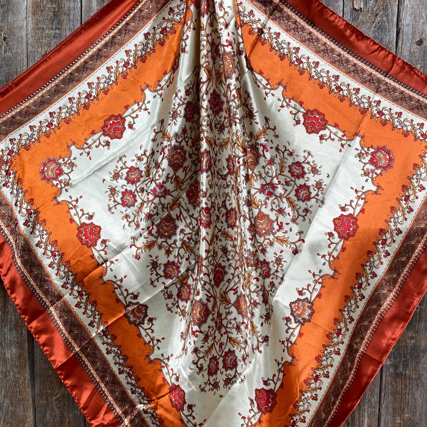 35X35" Burnt Orange & Tan Wild Rag / Scarf WR2179