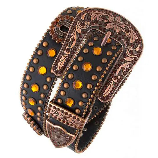 Crystal Horseshoe Leather Adult Belt