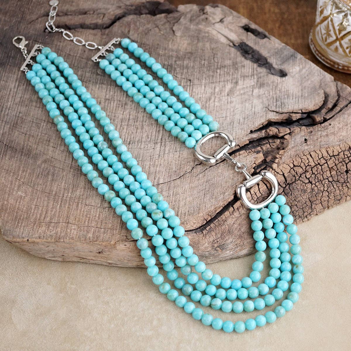 Polished Rider – Multi-Strand Acrylic Bead Horse Bit Necklace