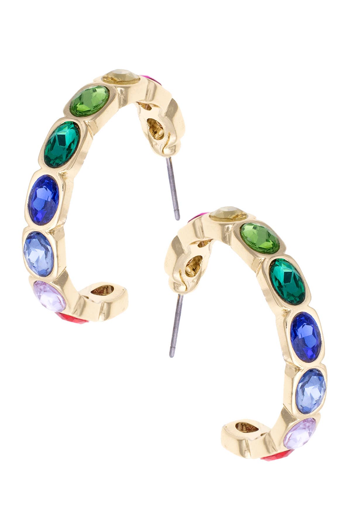 Margeaux Rainbow Baguette Hoop Earrings in Multi
