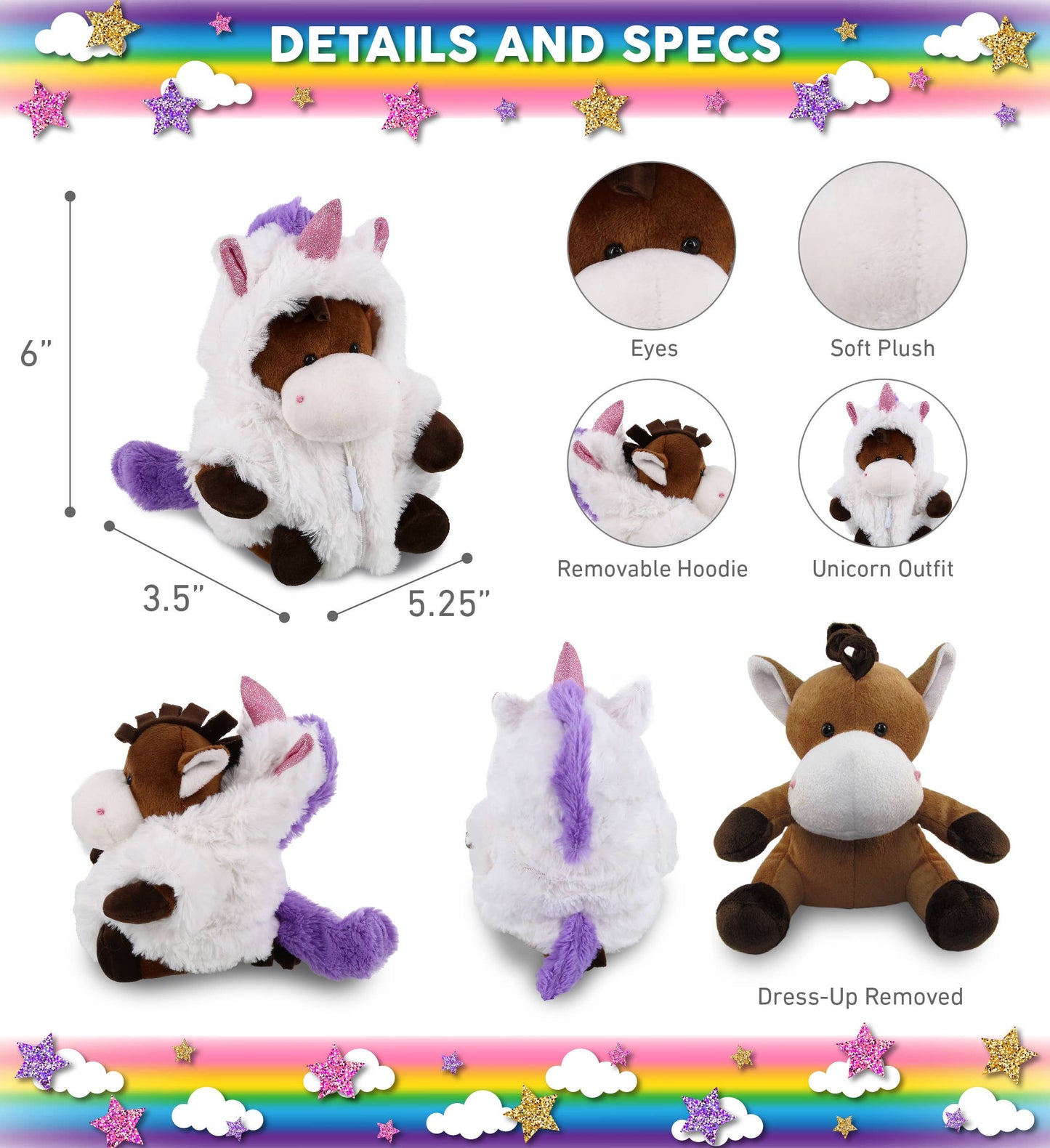 Plush Unicorn - 6" Plush - Horse
