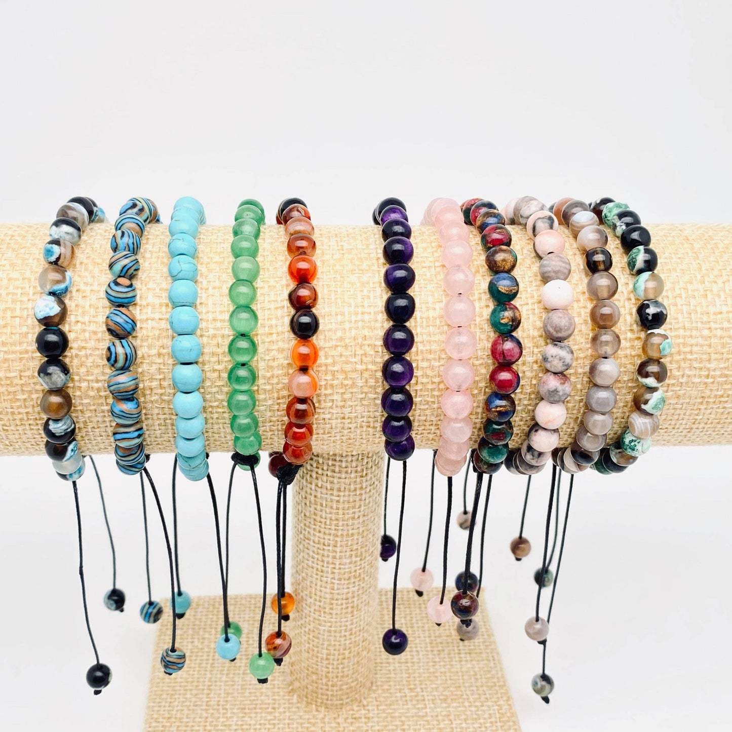 6mm Natural Stone Hand Woven Stretch Bracelets