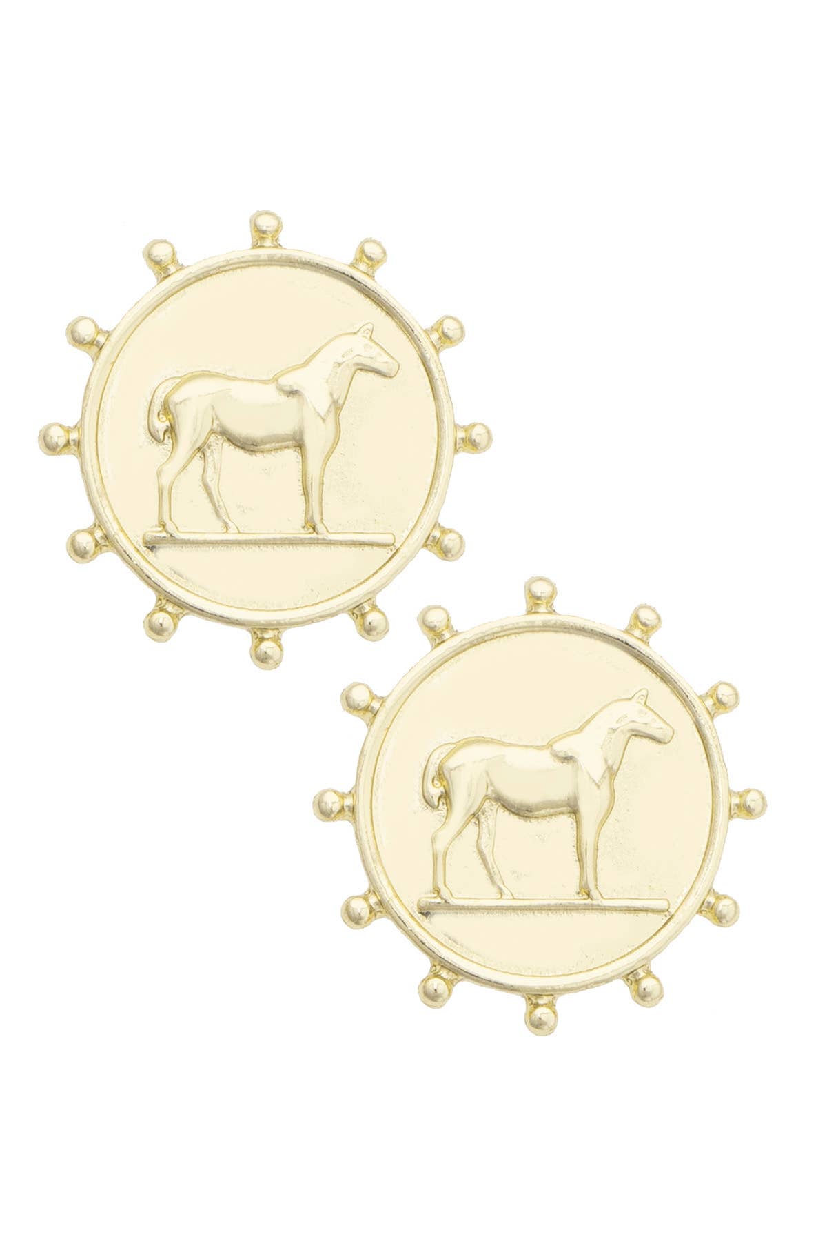 Kay Equestrian Coin Earrings in Shiny Gold