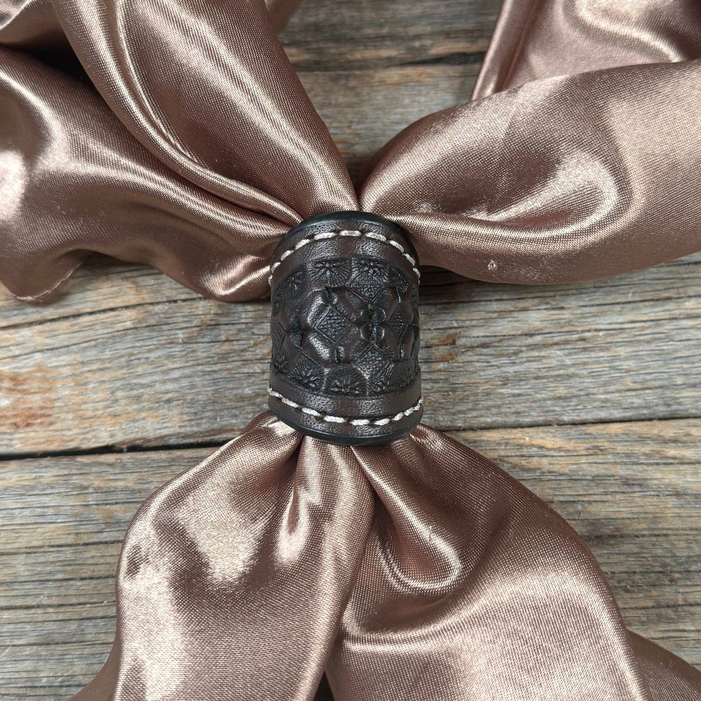 Dark Oil Honeycomb Leather Wild Rag Slide #LS263