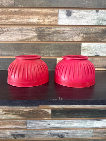 USED Golden Horseshoe Equestrian Pull On Bell Boots Large Red