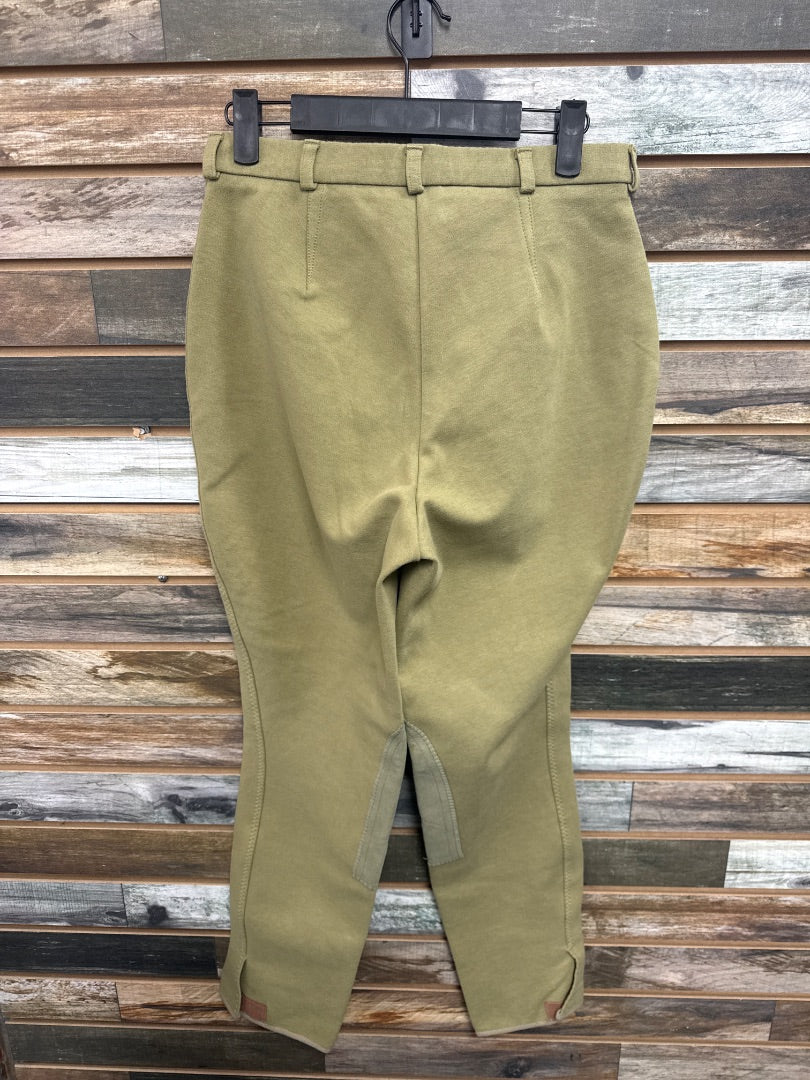 USED On Course Ladies English Breeches w/ Knee Patches 30 Olive Green