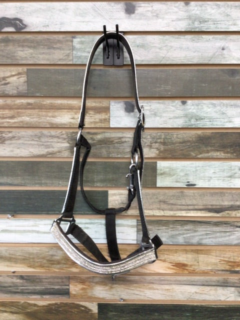 USED Nylon Halter Full Silver & Black