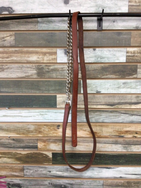 USED Perris Leather Lead w/ Chain Medium Oil