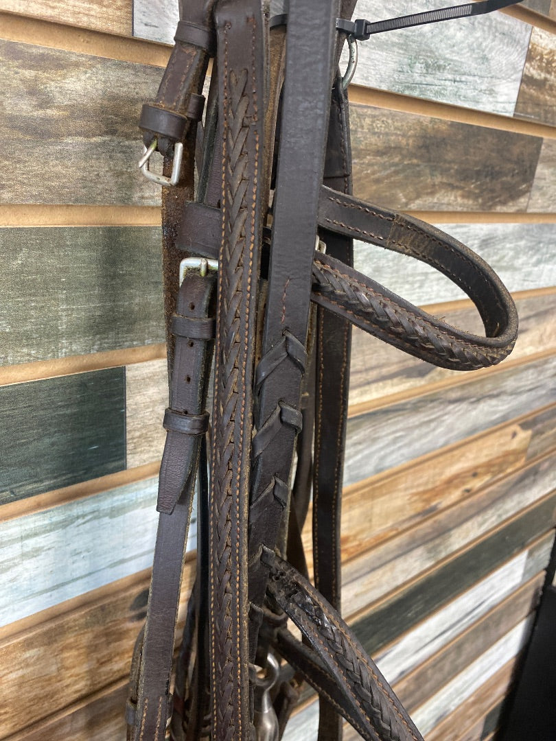 USED Braided English Bridle/Breast plate Set Horse Brown
