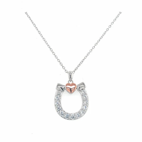 Horseshoe Pink Heart Pendant