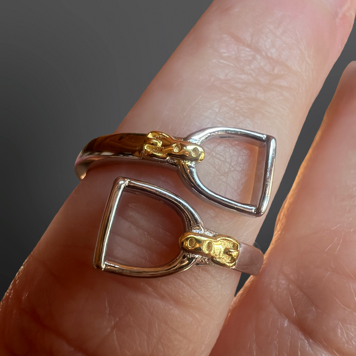 Equestrian Stirrup Iron Ring Sterling Silver Adjustable