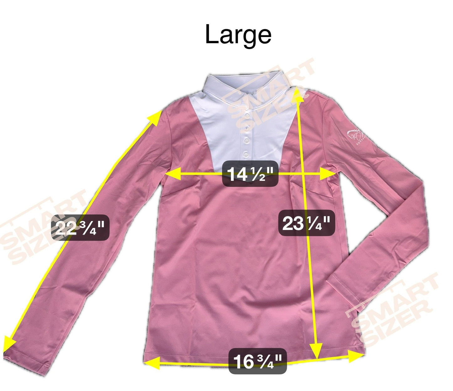 Pink and white equestrian two tone long sleeve show shirt