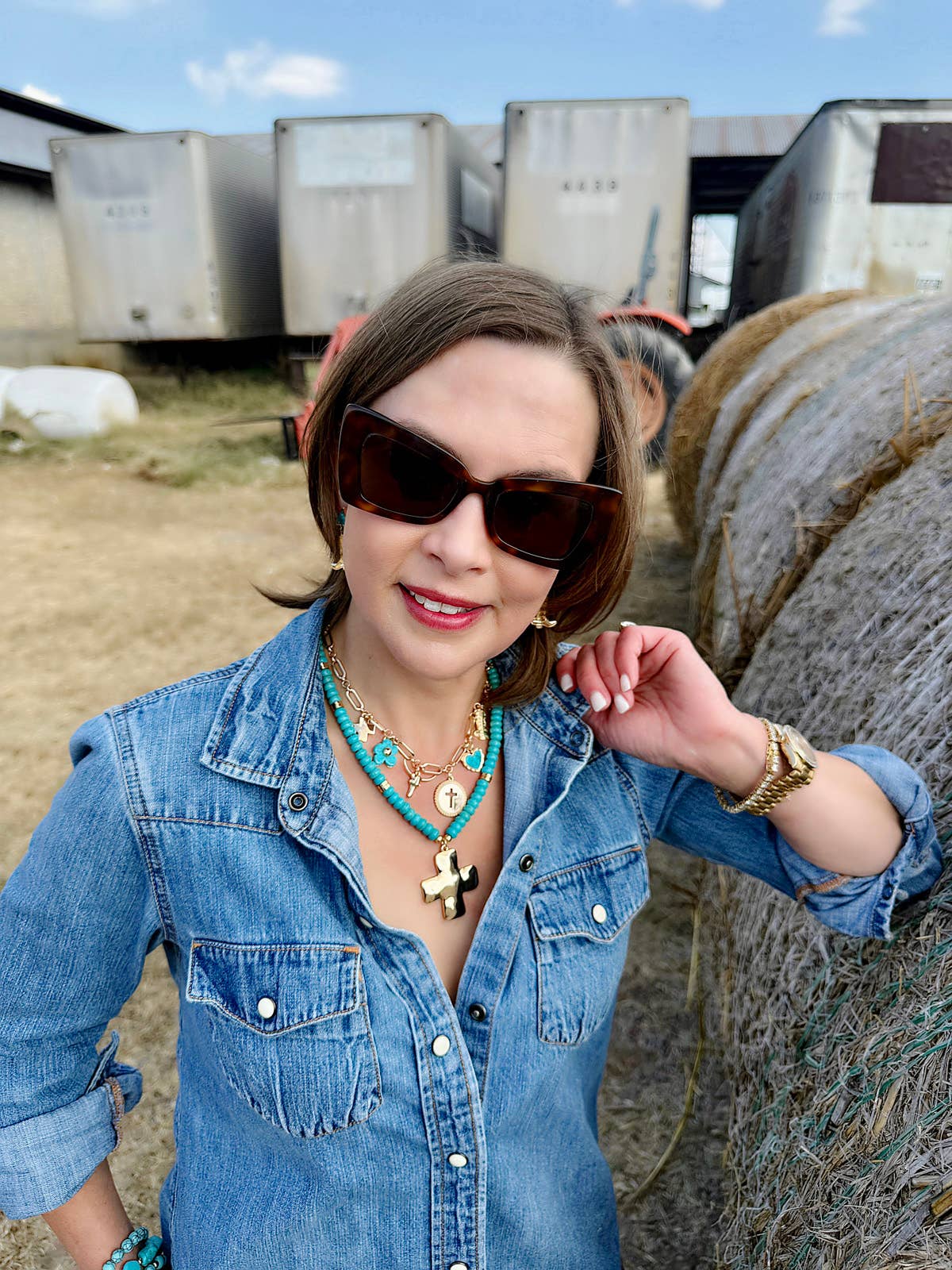 Cowboy Church Charm Necklace in Shiny Gold