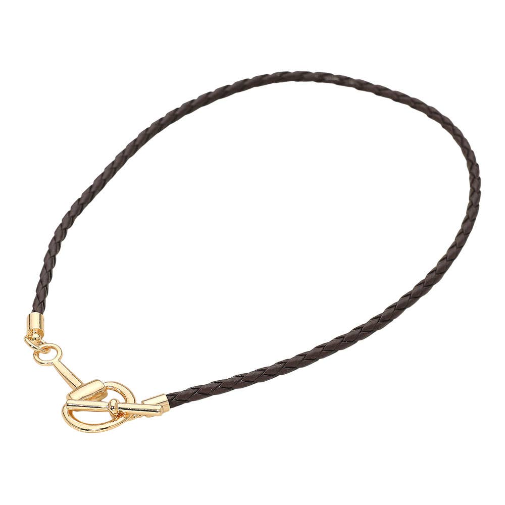 Meal Horsebit Toggle Accent Braided Cord Necklace