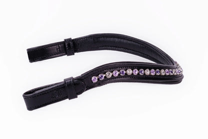 #111 Leather Browband in Crystal /Lavender /Purple Single Row "U"Shaped Design