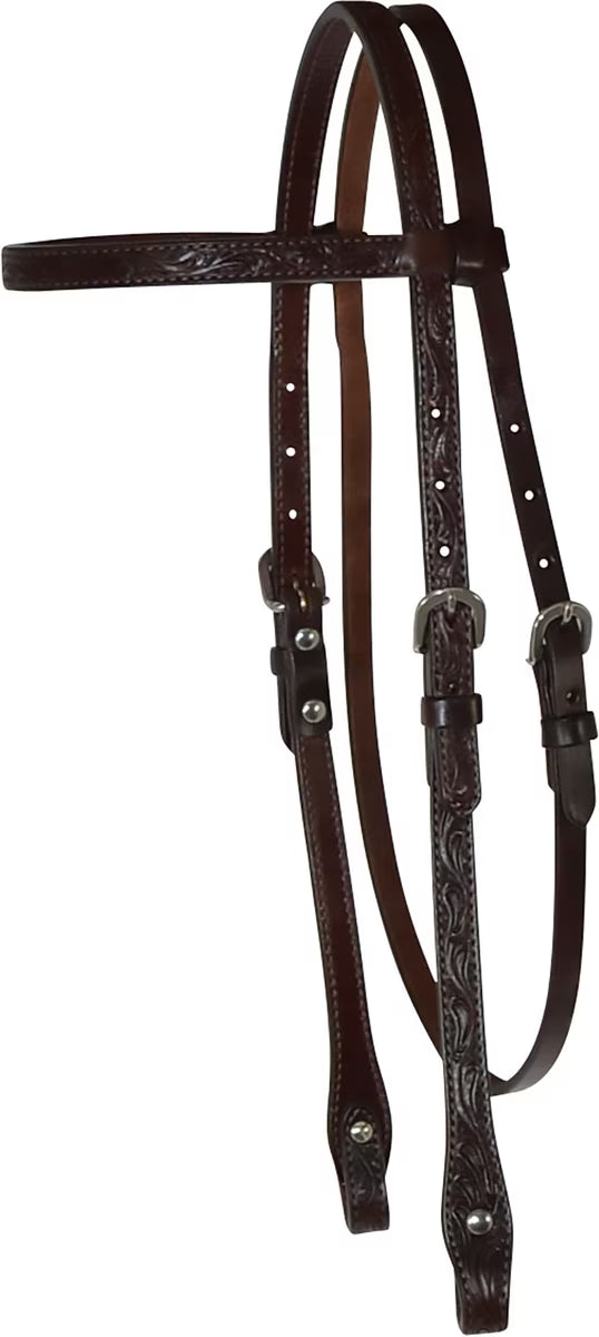 Classic Floral Browband Headstall Walnut