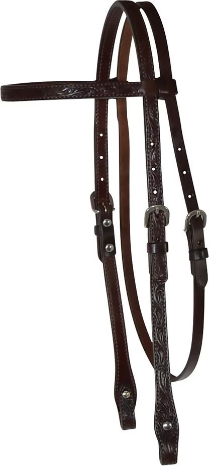 Classic Floral Browband Headstall Walnut