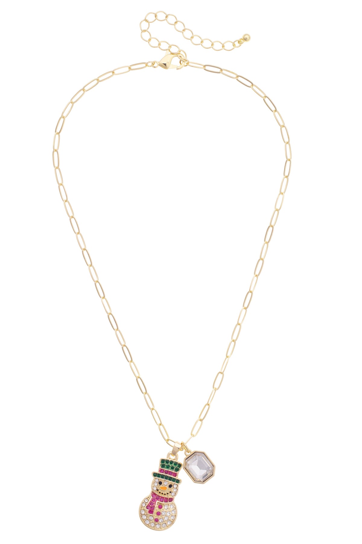 Frosted Snowman Paperclip Necklace in Multi