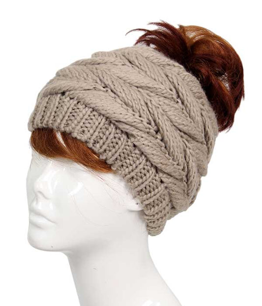 ( #149 )  KNIT MESSY BUN BEANIE