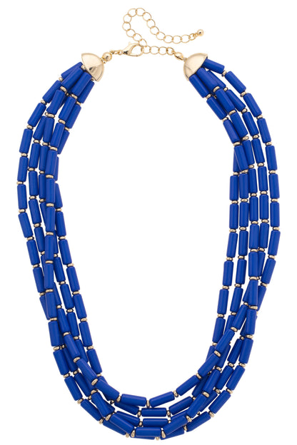 Santorini Multi-Strand Beaded Necklace in Blue