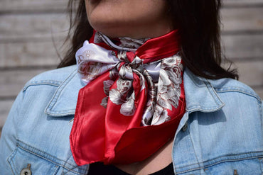 35X35"  Red & Wine Floral Wild Rag / Scarf WR592