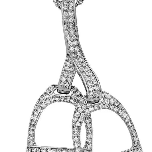 AWST Rhodium Horse Double Stirrup Necklace