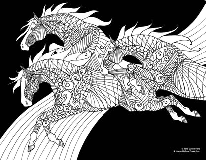 Pretty Horses Kit / 6 Drawings to Color / 24-Colored Pencils