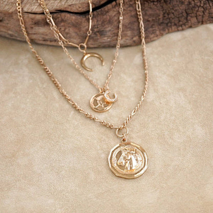 Moonlit Rider – Layered Horse Coin Necklace