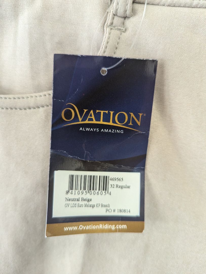 USED (New) Ovation Ladies English Breeches 32/R Natural Beige