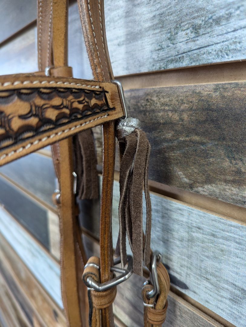 Western Headstall with Rainbow Beads Horse Light Oil