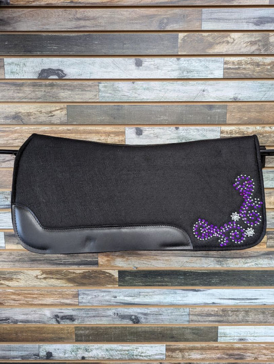 Tough1 Western Saddle Pad with Purple Jewels 32" Black